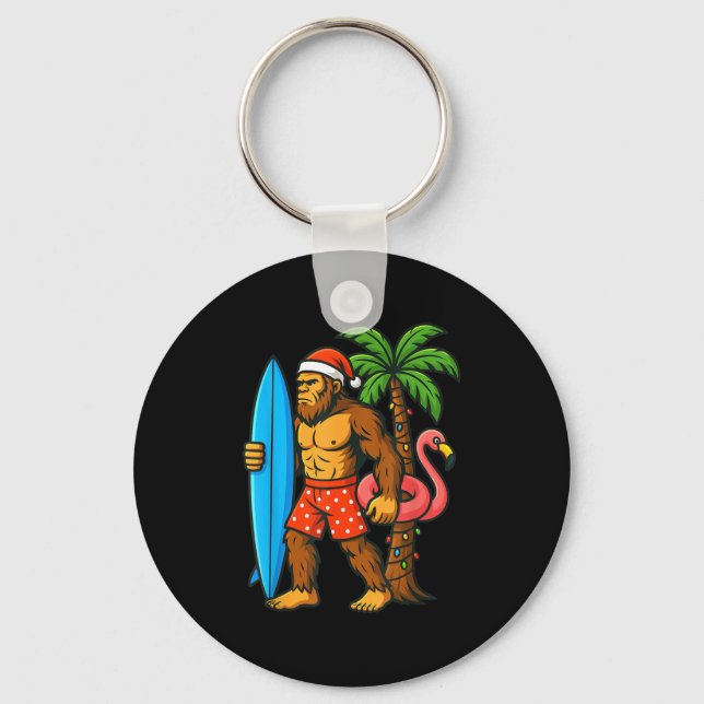 Llavero Christmas In July Bigfoot Hawaiian Xmas Palm Tree  (Anverso)