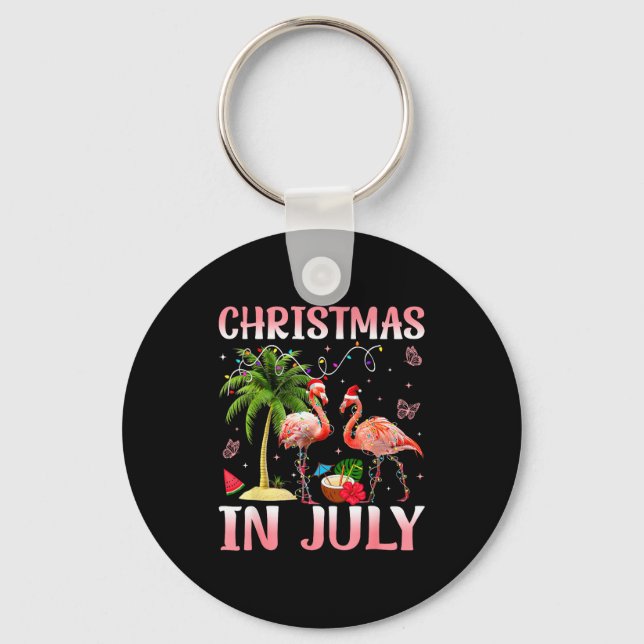Llavero Christmas In July Nk Flamingo Santa Hat Christmas  (Anverso)
