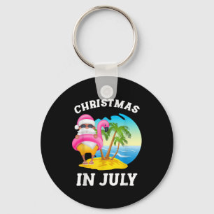 Llavero Christmas In July Santa Flamingo Pool Summer