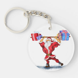 Llavero Christmas Keychain Bodybuilder Santa with Gifts