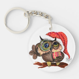 Llavero Christmas Keychain Gift Baby Owl with Gifts