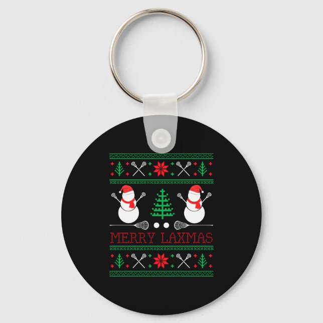Llavero Christmas Lacrosse Lax Player Ugly Christmas Xmas  (Anverso)