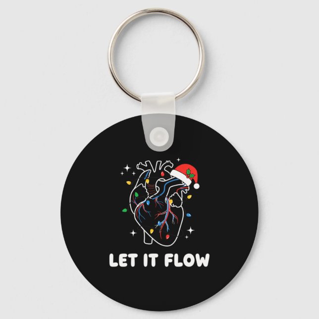 Llavero Christmas Let It Flow Cardiac Heart Funny Nurse Ho (Anverso)