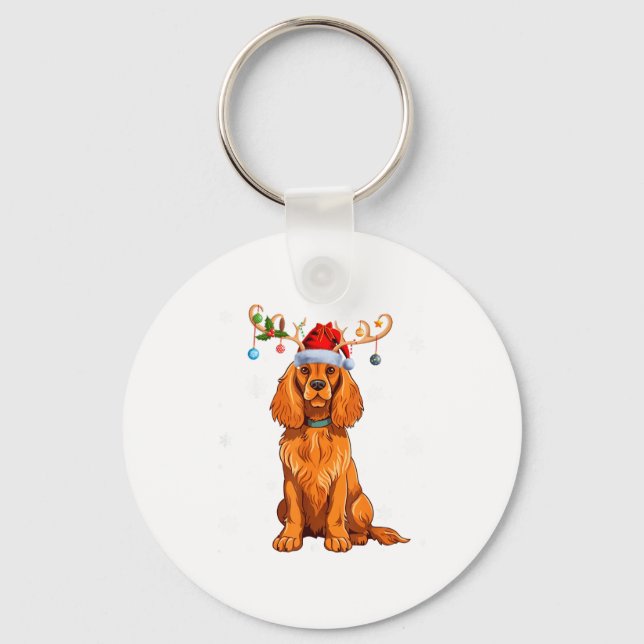 Llavero Christmas Light Reindeer Santa Hat Er Spaniel Xmas (Anverso)