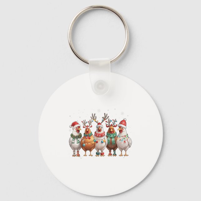 Llavero Christmas Lights Chicken Santa Funny Xmas Tree _1  (Anverso)