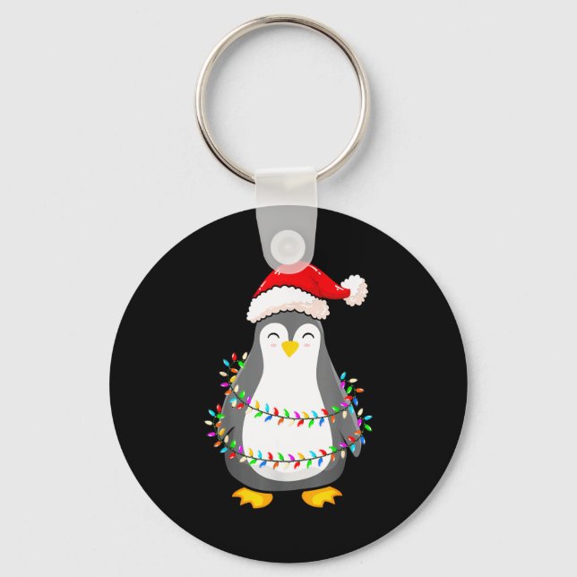 Llavero Christmas Lights Penguin Wearing Xmas Hat - Pengui (Anverso)