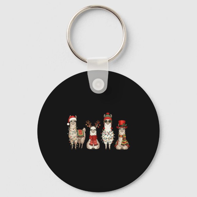 Llavero Christmas Llama Quartet Lights Santa Antlers Top H (Anverso)