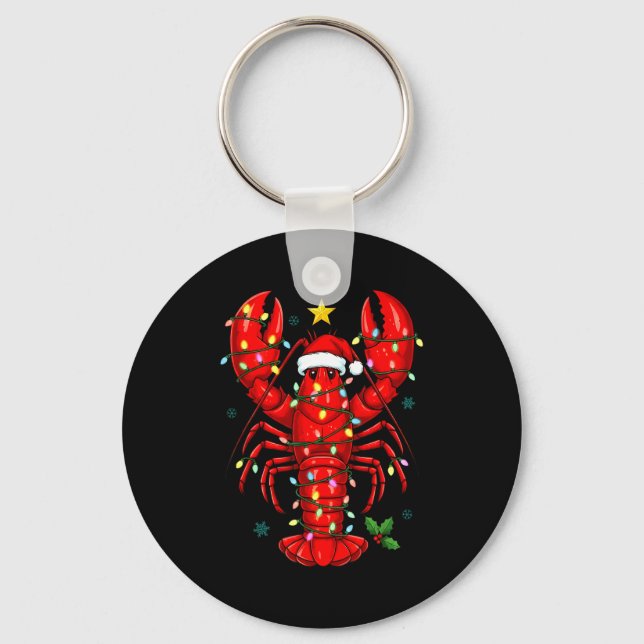 Llavero Christmas Lobster With Santa Hat Funny Holiday  (Anverso)
