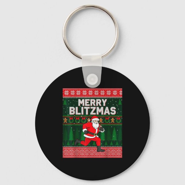 Llavero Christmas Merry Blitzmas Santa Football Ugly Sweat (Anverso)