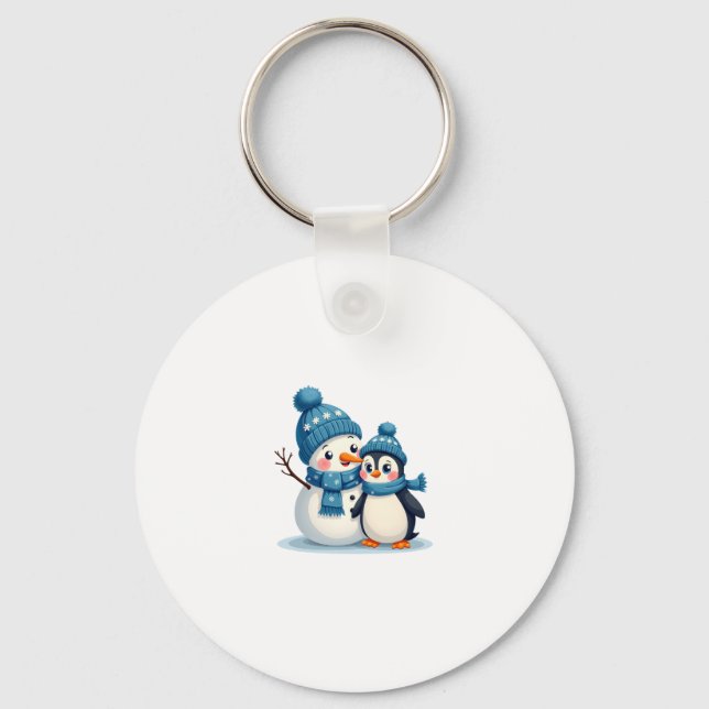 Llavero Christmas Merry Christmas For Gift Penguin Snowman (Anverso)