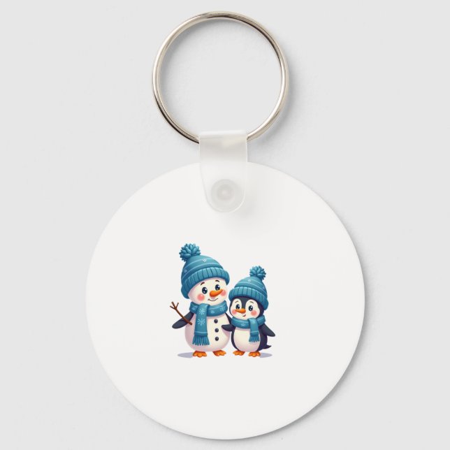 Llavero Christmas Merry Christmas For Gift Penguin Snowman (Anverso)
