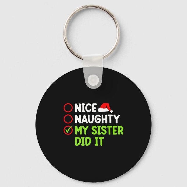 Llavero Christmas Nice Naughty Sister Did It Xmas Family B (Anverso)