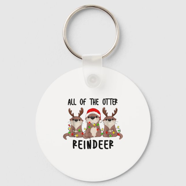 Llavero Christmas Otters Cute All Of The Otter Reindeer  (Anverso)
