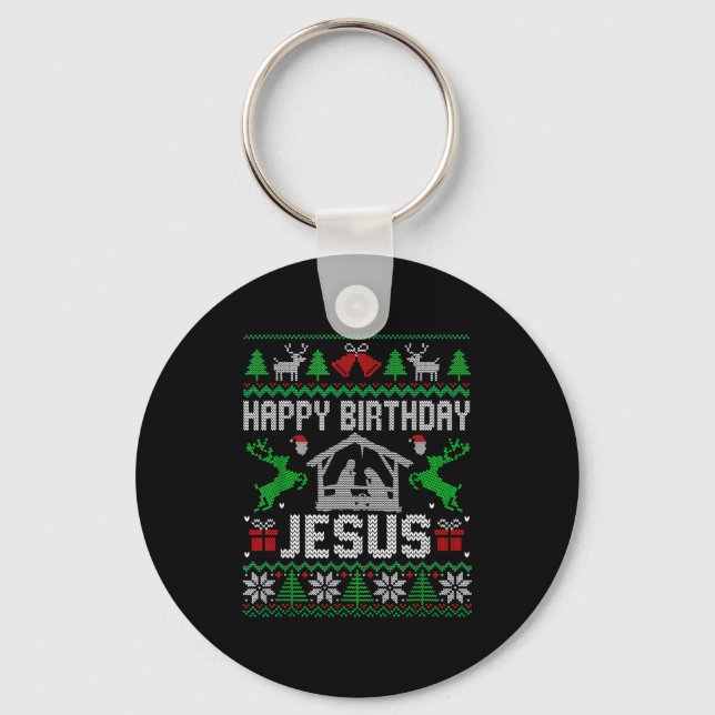 Llavero Christmas Outfit Happy Birthday Jesus Holiday Ugly (Anverso)