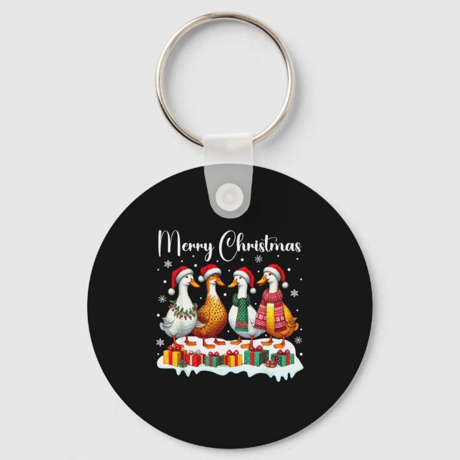 Llavero Christmas Pajamas Goose Duck Christmas Outfit Goos (Anverso)