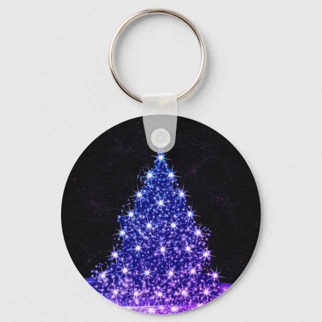 Llavero Christmas Party Pink Blue Tree Winter Black Rustic (Anverso)