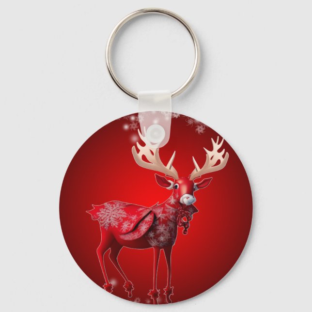 Llavero Christmas Party Red Reindeer Winter Holidays (Anverso)
