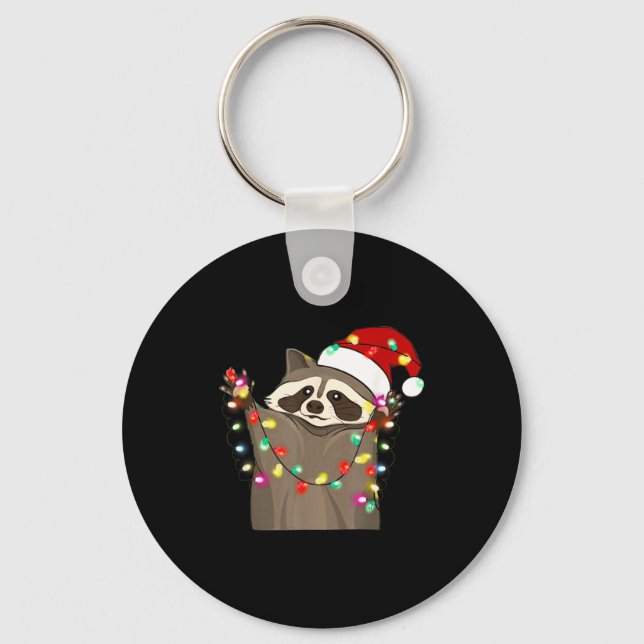 Llavero Christmas Racoon Swea,funny Christmas Lights Racco (Anverso)