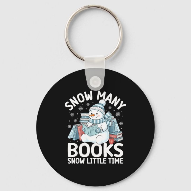Llavero Christmas Reading Snowman So Many Books Men Women  (Anverso)