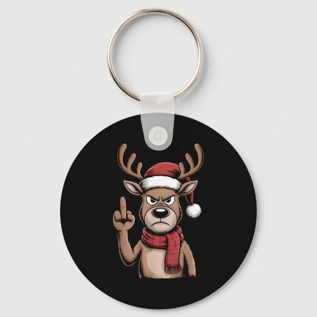 Llavero Christmas Reindeer Middle Finger Sarcastic Xmas Fu (Anverso)