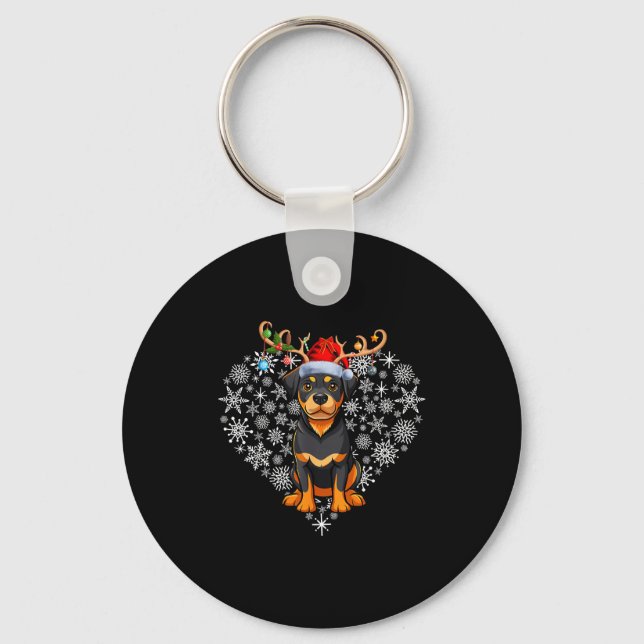 Llavero Christmas Reindeer Santa Hat Rottweiler Lovers Xma (Anverso)