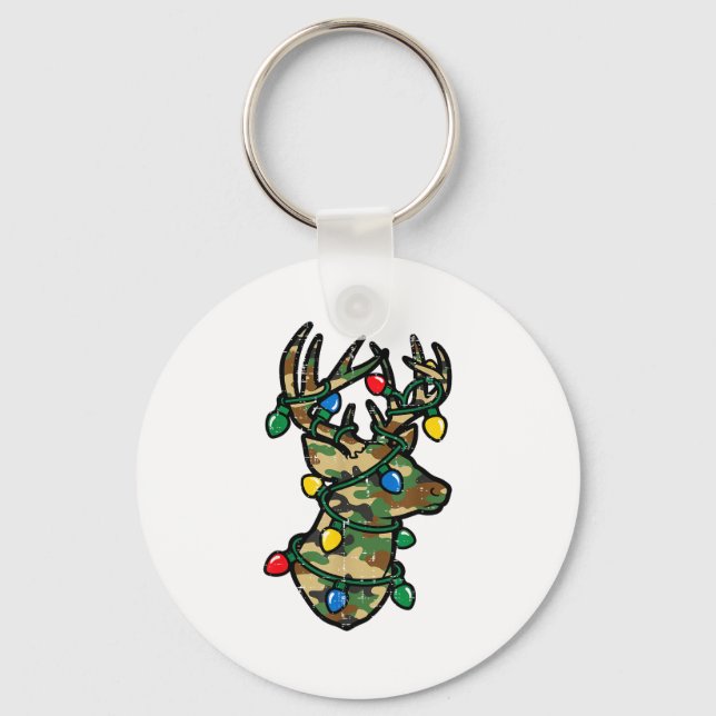 Llavero Christmas Reindeer Silhouette Camo Xmas Lights Men (Anverso)