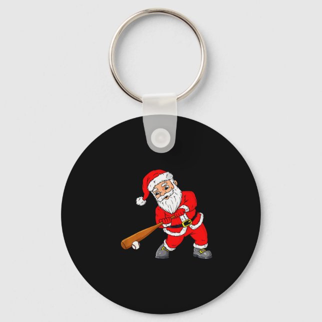 Llavero Christmas Santa Claus With Baseball Bat Boys Kids  (Anverso)