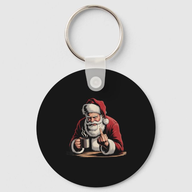 Llavero Christmas Santa Middle Finger Sarcastic Xmas Funny (Anverso)