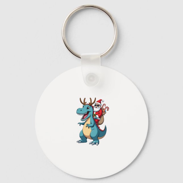 Llavero Christmas Santa Riding Dinosaur Deer Xmas (1) (Anverso)