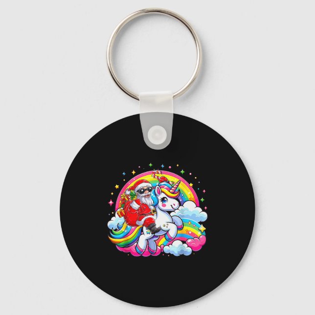Llavero Christmas Santa Riding Unicorn Cute Xmas Girls Wom (Anverso)