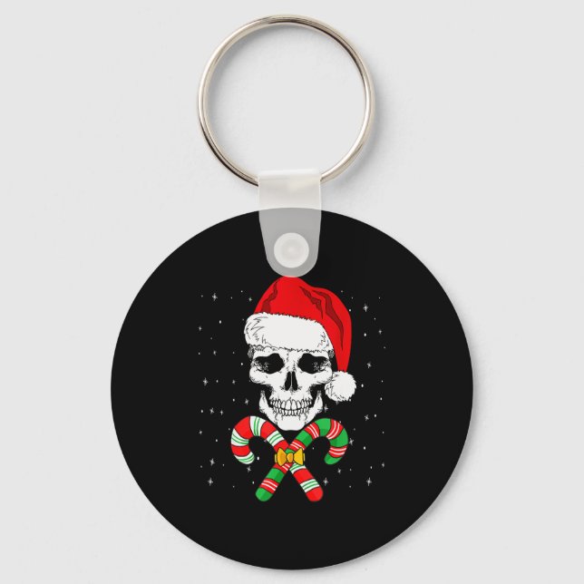 Llavero Christmas Santa Skull Xmas Candy Skull Wearing San (Anverso)