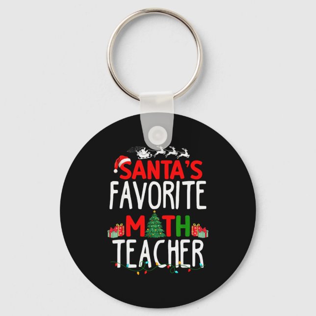 Llavero Christmas Santa's Favorite Math Teacher Mathematic (Anverso)