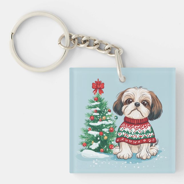 Llavero Christmas Shih Tzu Santa Dog (Frente)