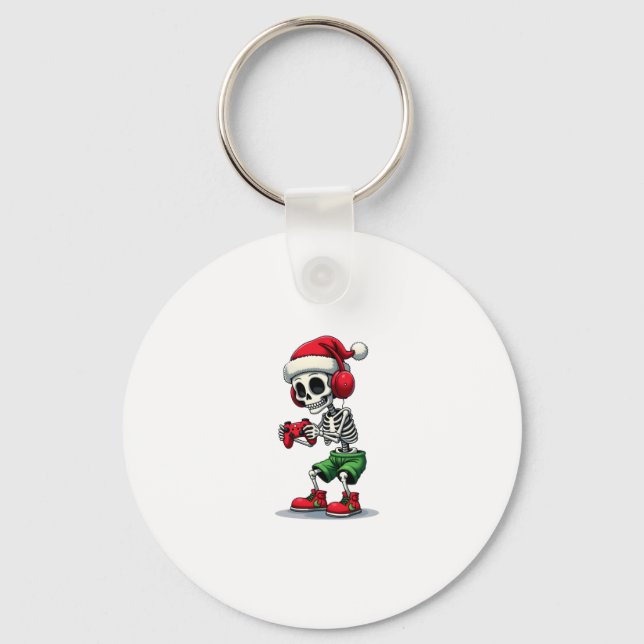 Llavero Christmas skeleton Gamer Pajamas xmas skull gaming (Anverso)