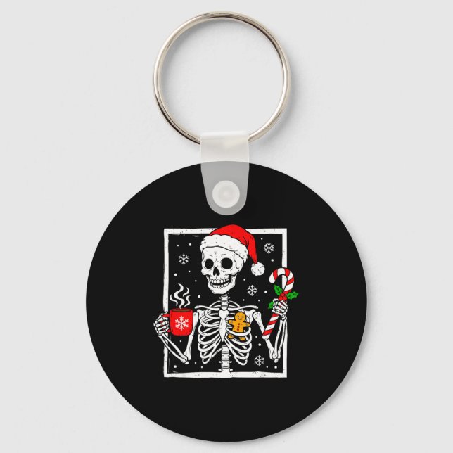 Llavero Christmas Skeleton Hat Santa Coffee Candy Cane Xma (Anverso)