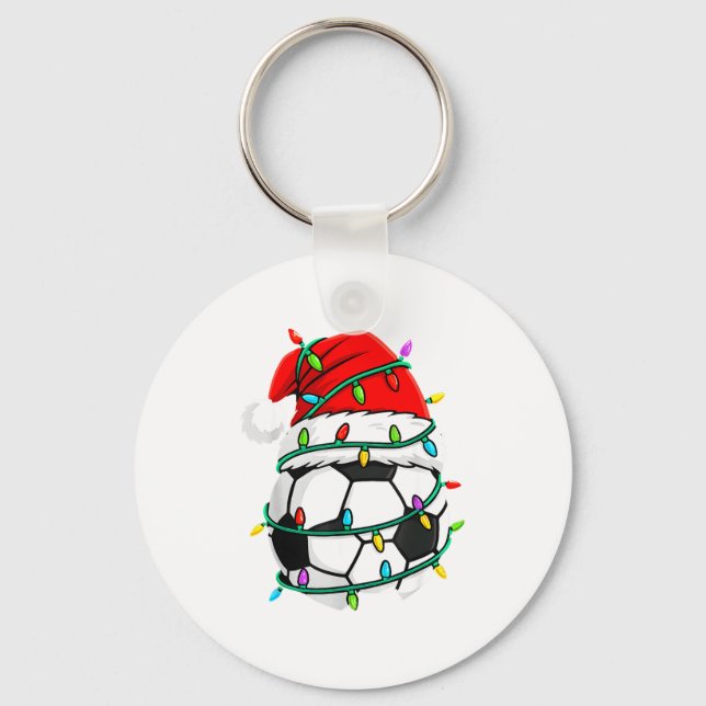 Llavero Christmas Soccer Santa Hat Lights Santa Srts Xmas  (Anverso)