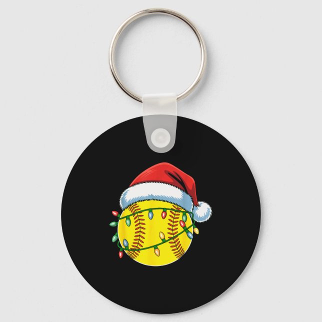 Llavero Christmas Softball Ball Santa Hat Softball Xmas Li (Anverso)