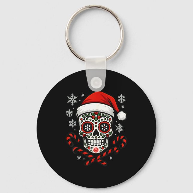 Llavero Christmas Sugar Calavera Skull Santa Hat Candy Can (Anverso)