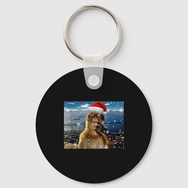 Llavero Christmas Thinking Monkey Meme Brainrot Xmas Gift  (Anverso)