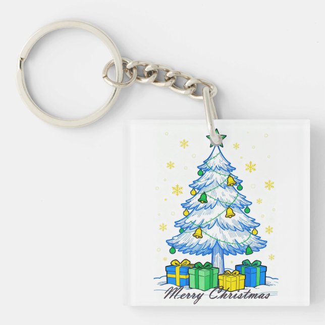 Llavero Christmas Tree & Gifts Merry Christmas Acrylic Key (Frente)