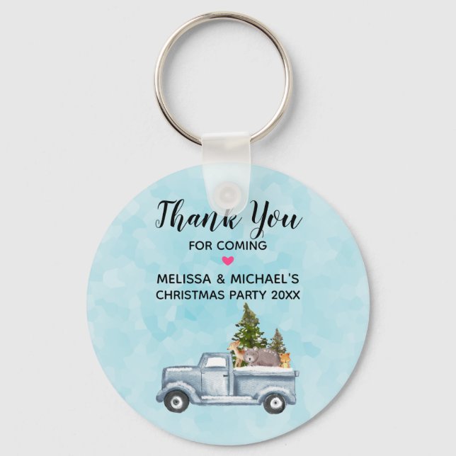 Llavero Christmas Truck with Trees & Animals Party Favor (Anverso)