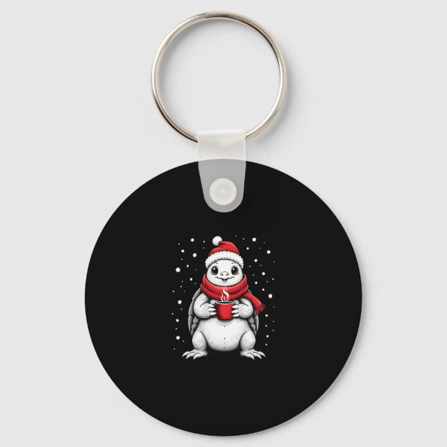 Llavero Christmas Turtle with Santa Hat Coffee Lover Funny (Anverso)
