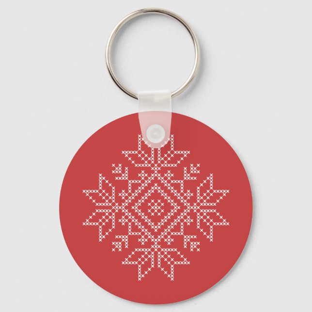 Llavero Christmas winter holiday embroidery snowflake (Anverso)
