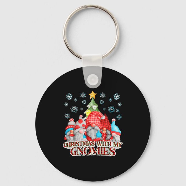 Llavero Christmas With My Gnomies Plaid Gnome Group Pajama (Anverso)