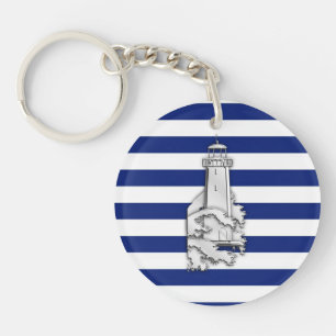 Llavero Chrome Like Lighthouse on Nautical Stripes