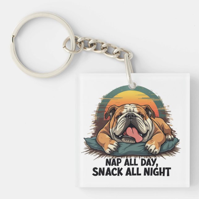 Llavero Chubby Bulldog Inglés Nap And Snack (Frente)