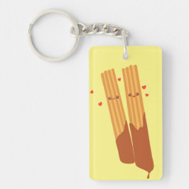 Llavero Churros españoles románticos azules con chocolate