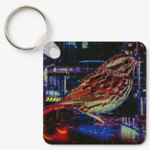Ciberpunk Sparrow en Neon Cityscape