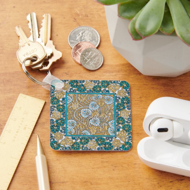 Llavero ciclamen azul arte nuevo flor botánica (Escritorio )