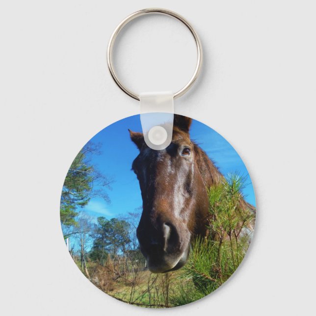 Llavero Cielo azul de caballo marrón y crema (Anverso)